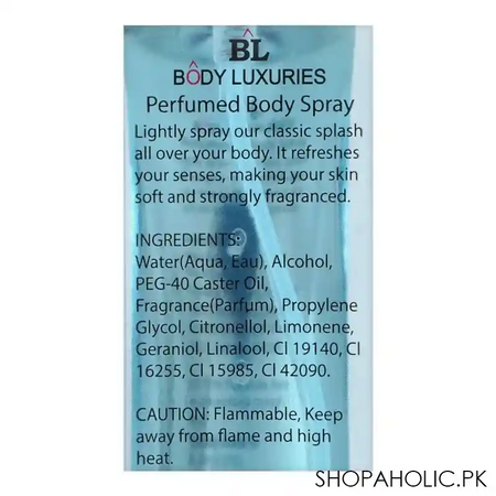 body luxuries irish blue for him perfumed body spray, for men, 200ml image3
