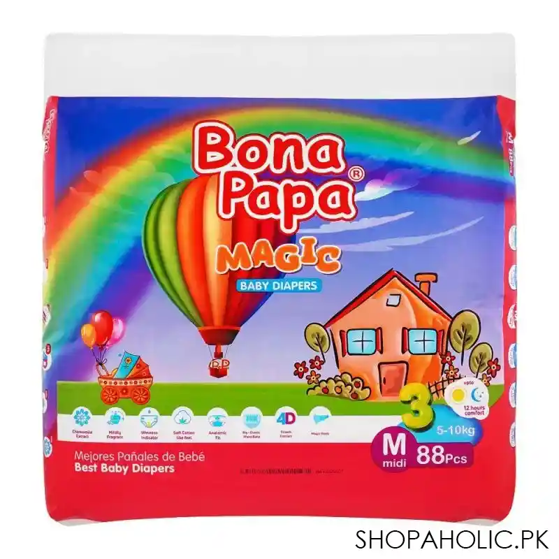 bona papa magic baby diapers, m midi, no. 3, 5 10kg, 88 pack main image