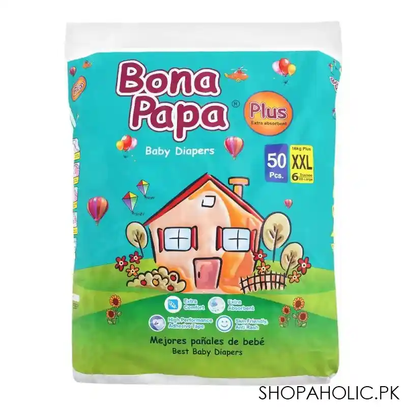 bona papa plus baby diapers, xxl, no. 6, 16kg+, 50 pack image2