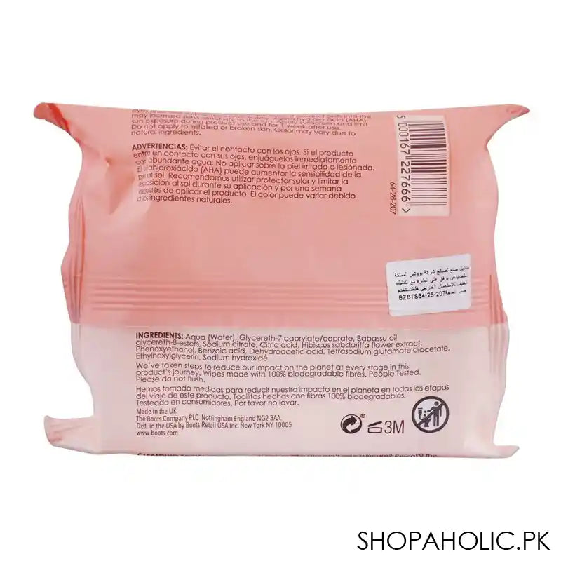 Boots Botanics All Bright With Hibiscus Cleansing Facial Wipes, For All Skin Types, 25-Pack - Image 4