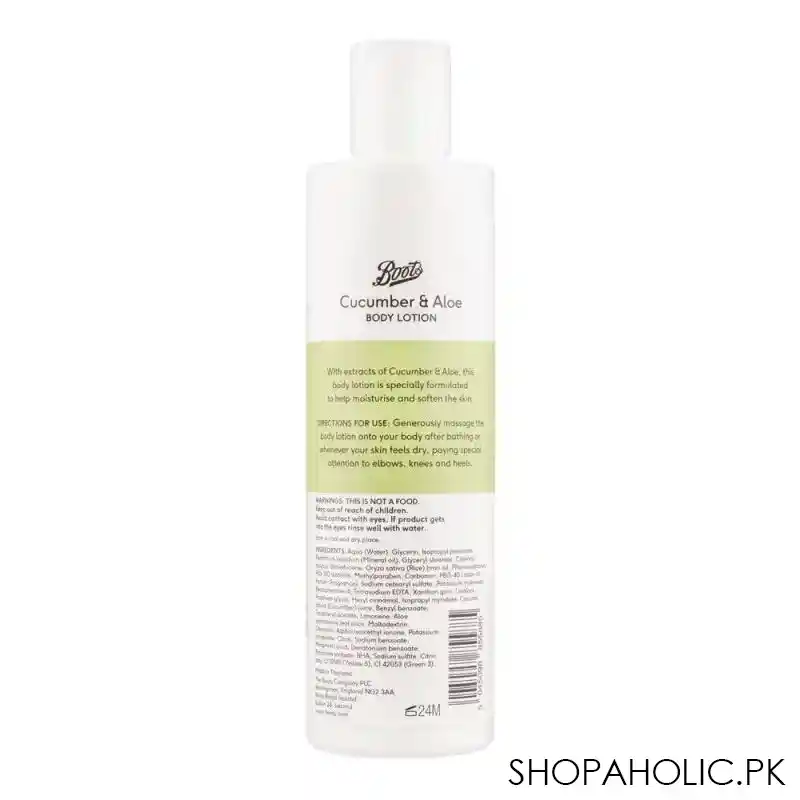 boots cucumber & aloe moisturising & softening body lotion, 290ml image2
