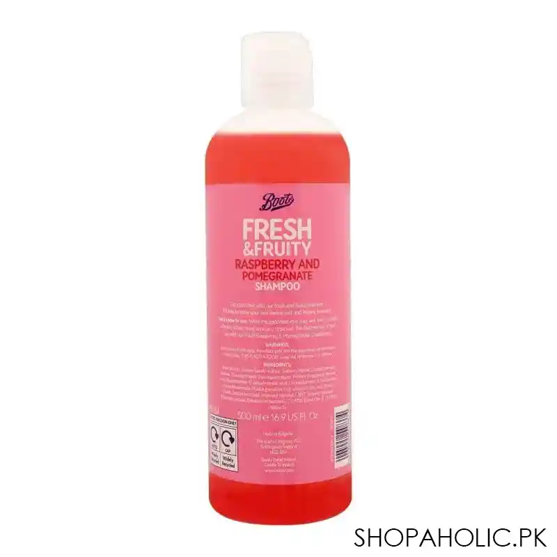 boots fresh & fruity raspberry and pomegranate shampoo, 500ml image2