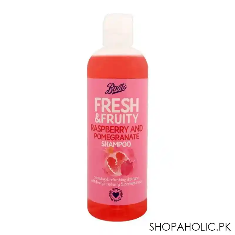 boots fresh & fruity raspberry and pomegranate shampoo, 500ml main image