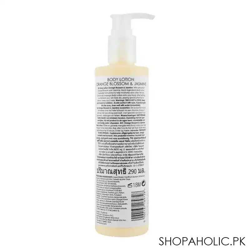 boots ingredients orange blossom & jasmine body lotion, revitalizing & refreshing, 290ml image2