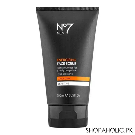 boots no. 7 men energising daily care sensitive face scrub, 150ml main image