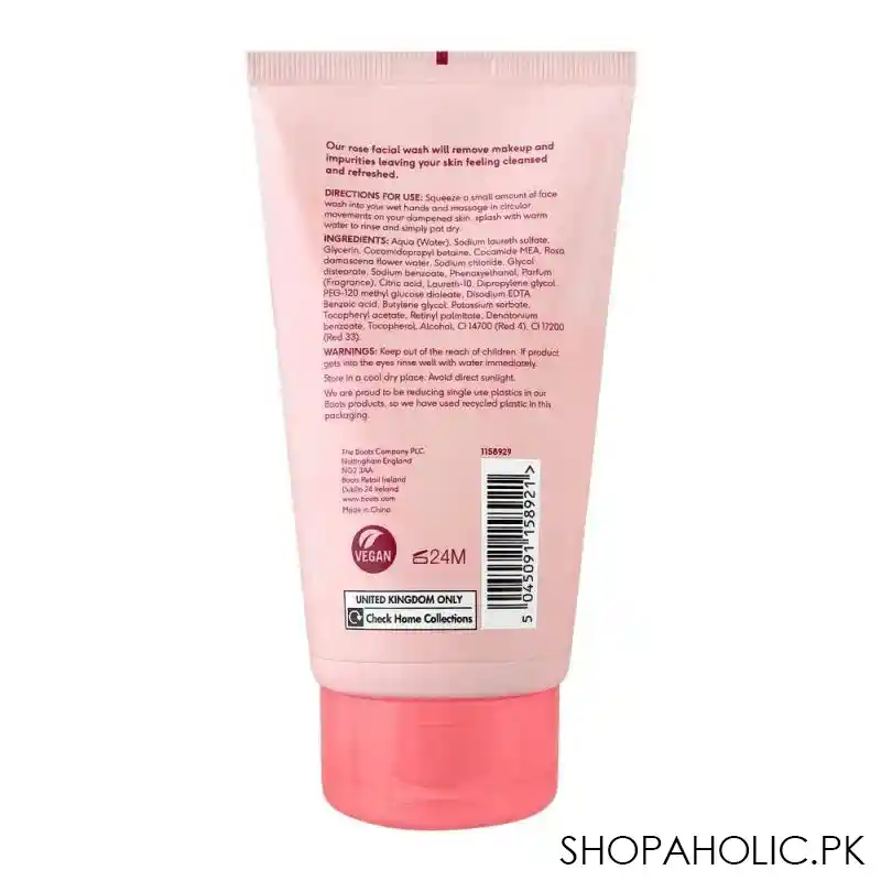 boots rose facial wash, 150ml image2