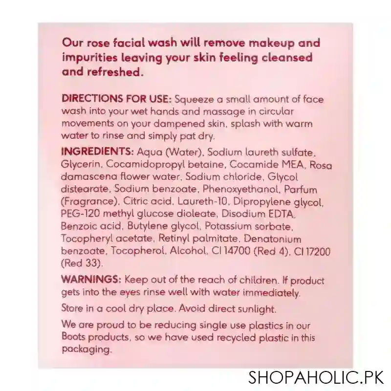 boots rose facial wash, 150ml image3