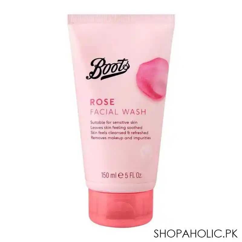 boots rose facial wash, 150ml main image