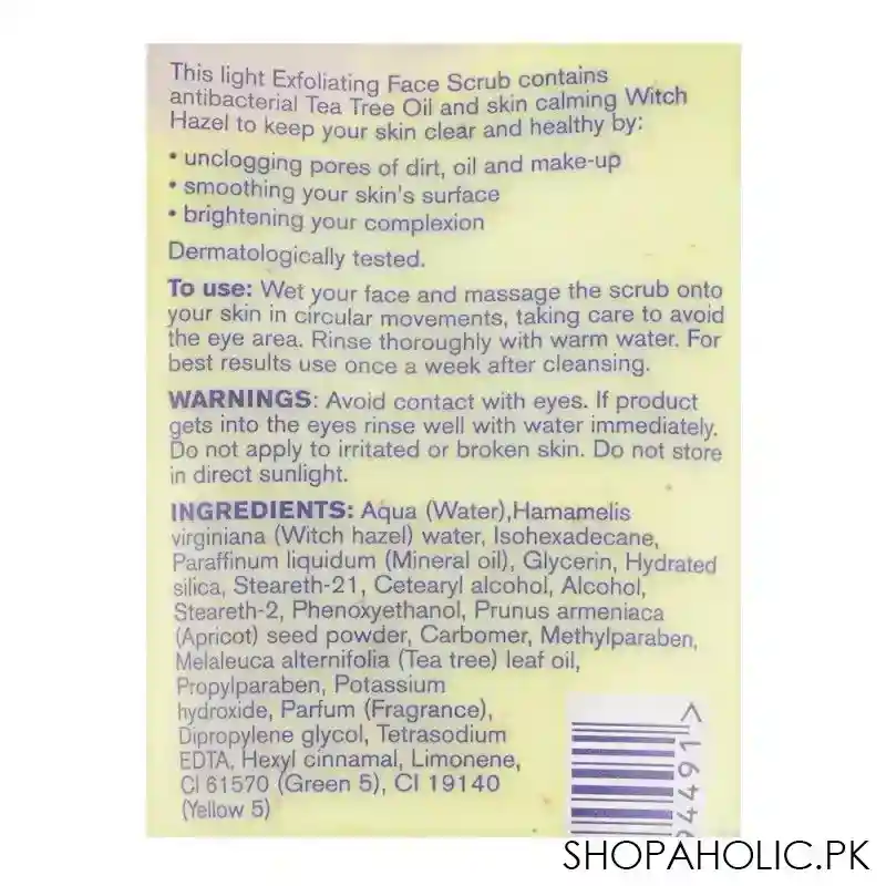 boots tea tree & witch hazel exfoliating face scrub, 150ml image3