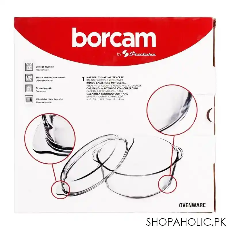 borcam ovenware round casserole with cover, 111oz, 59013 image5