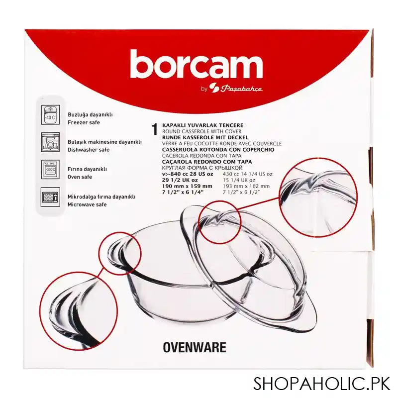 Borcam Round Casserole With Cover, 7.5x6 Inches, 29oz, 59033-6 - Image 2