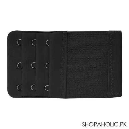 Bra Extension Strips Elastic 3 Hooks, Black - Main Image