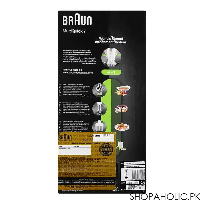 Braun 4-In-1 MultiQuick 7 Hand Blender, 500ml Mini Food Processor, Double Beater, 1000W, White, MQ-7035BI - Image 2