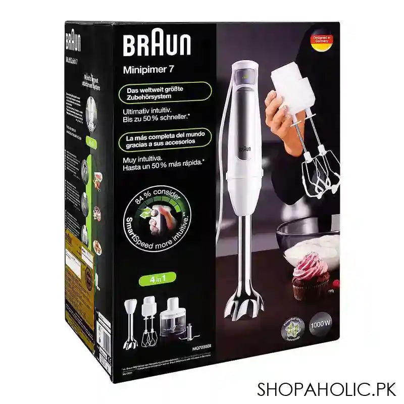 Braun 4-In-1 MultiQuick 7 Hand Blender, 500ml Mini Food Processor, Double Beater, 1000W, White, MQ-7035BI - Image 3
