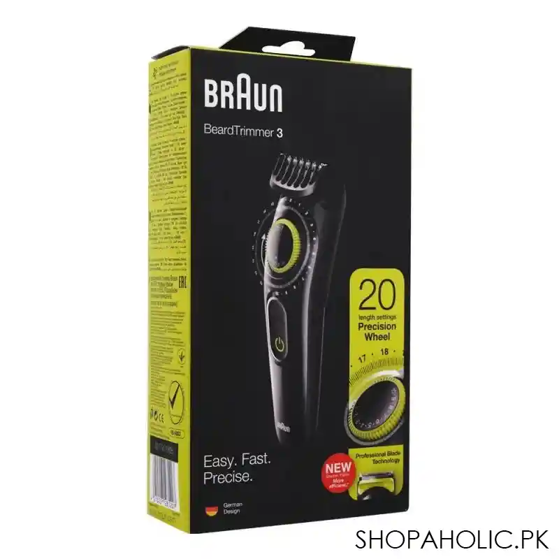 braun beardtrimmer 3, with 20 length settings precision wheel, bt3221 image4