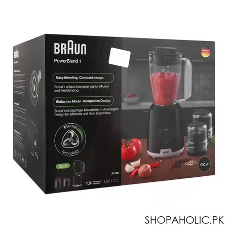 braun power blend 1 jug blender, 600w, black, jb 1023 image2