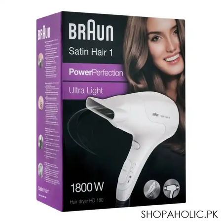 braun satin hair1 ultra light 1800w hair dryer, hd 180 image2