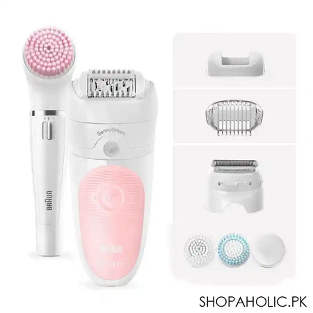 Braun Silk-Epil 5 Legs,Body & Face Brush Beauty Set-5, White/Pink, SES5895 - Main Image