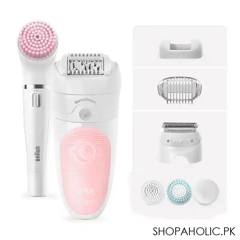 Braun Silk-Epil 5 Legs,Body & Face Brush Beauty Set-5, White/Pink, SES5895 - Main Image