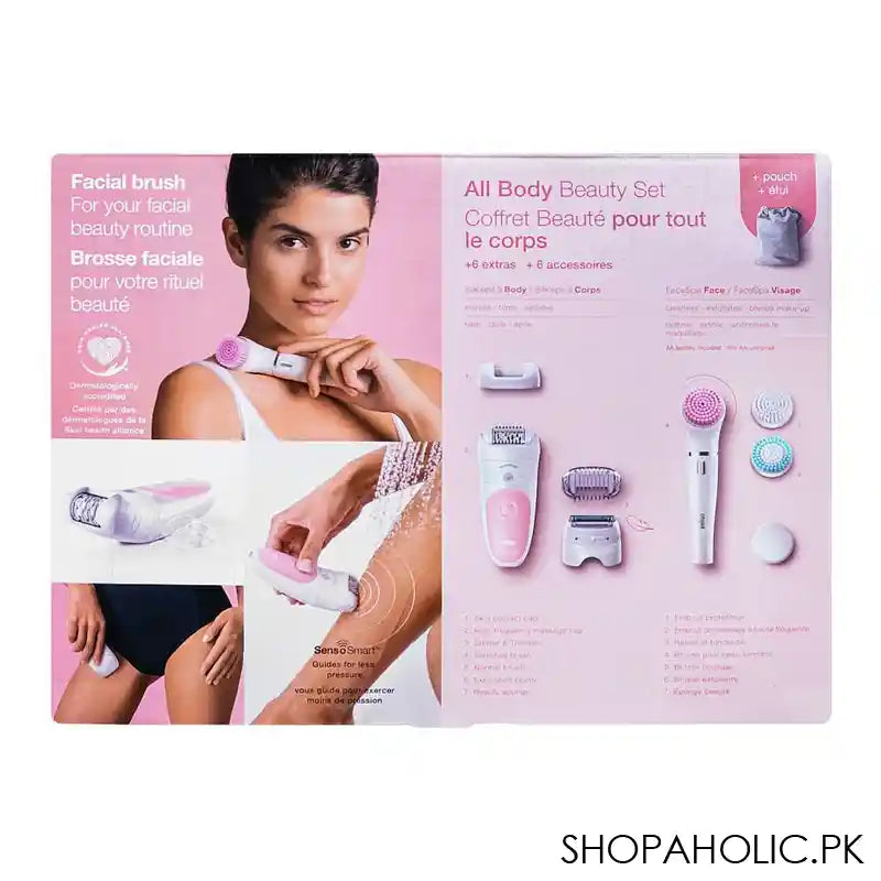 Braun Silk-Epil 5 Legs,Body & Face Brush Beauty Set-5, White/Pink, SES5895 - Image 5