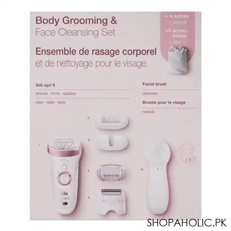 Braun Silk Epil 9 Wet & Dry Epilator, White/Pink, 9880 - Image 4
