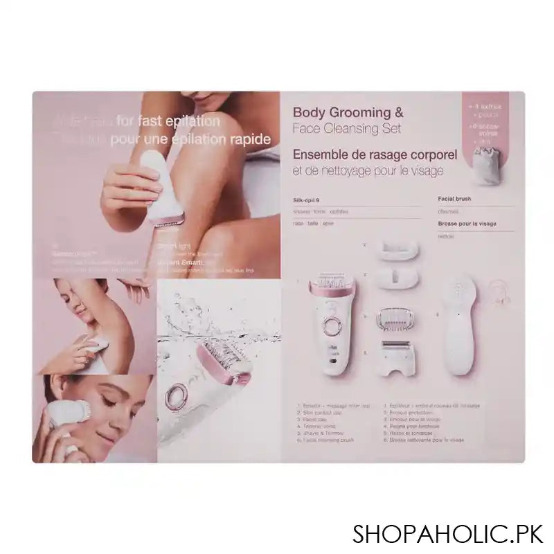 Braun Silk Epil 9 Wet & Dry Epilator, White/Pink, 9880 - Image 6