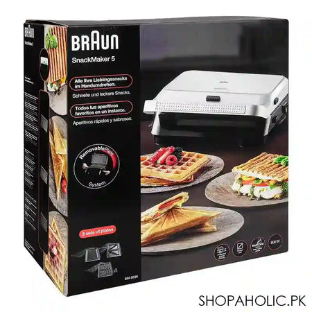 Braun Snack Maker 5, 800W, 3 Sets Of Plates, Removable Plates System, SM-5038 - Image 2