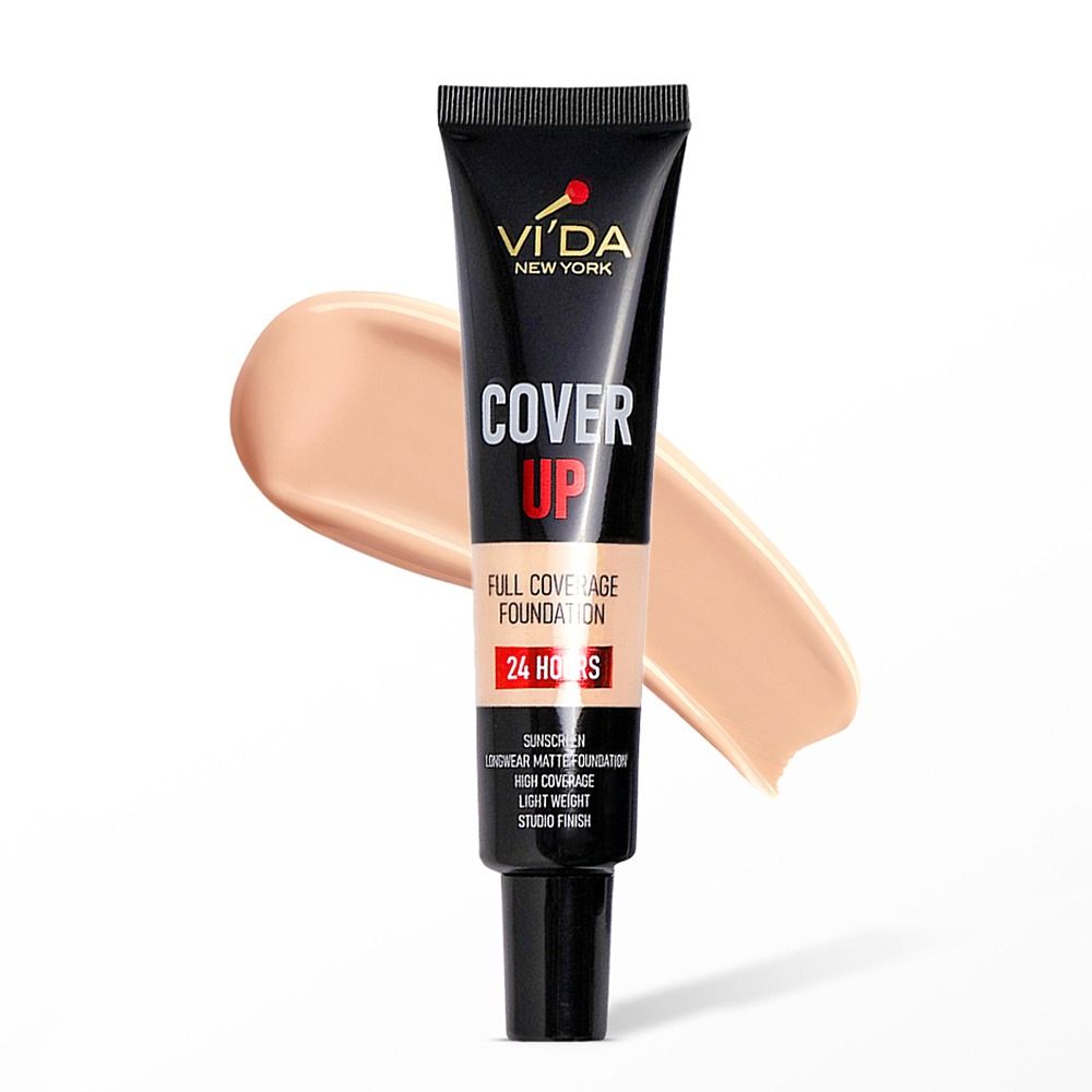 Vi'da New York Cover Up Full Coverage Foundation 24 Hours, Sunscreen, Mattifying, Oil Free, Studio Finish & Lightweight, Non-Comedogenic, 311 Buff Beige, 30ml - Main Image