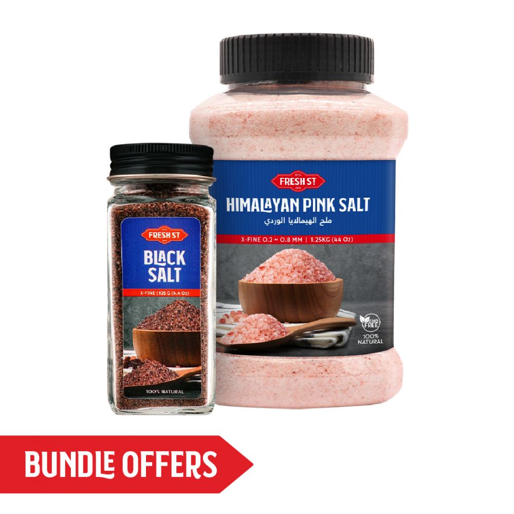 Fresh Street Himalayan Pink Salt 1.25kg + X-Fine Black Salt 125g, Bundle Offer - Main Image