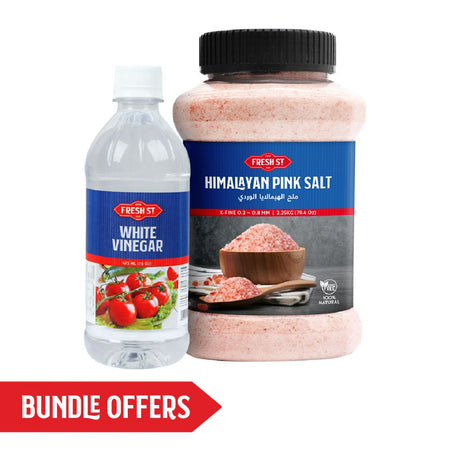 Fresh Street White Vinegar, 473ml + Fresh Street Himalayan Pink Salt, 2.25 KG, Bundle Offer - Main Image