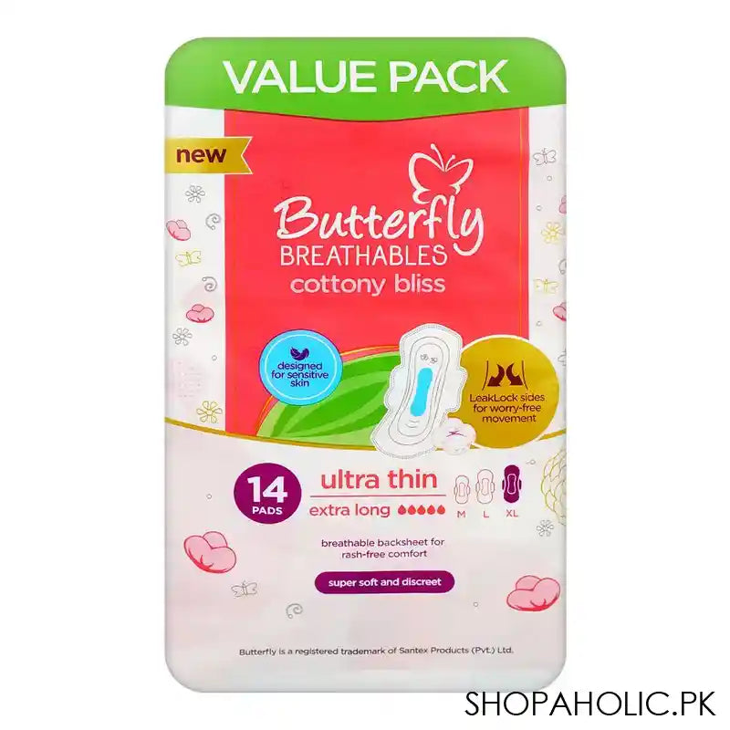 Butterfly Breathable Cottony Bliss Ultra Thin Extra Long Pads Value Pack, 14-Pack - Image 5