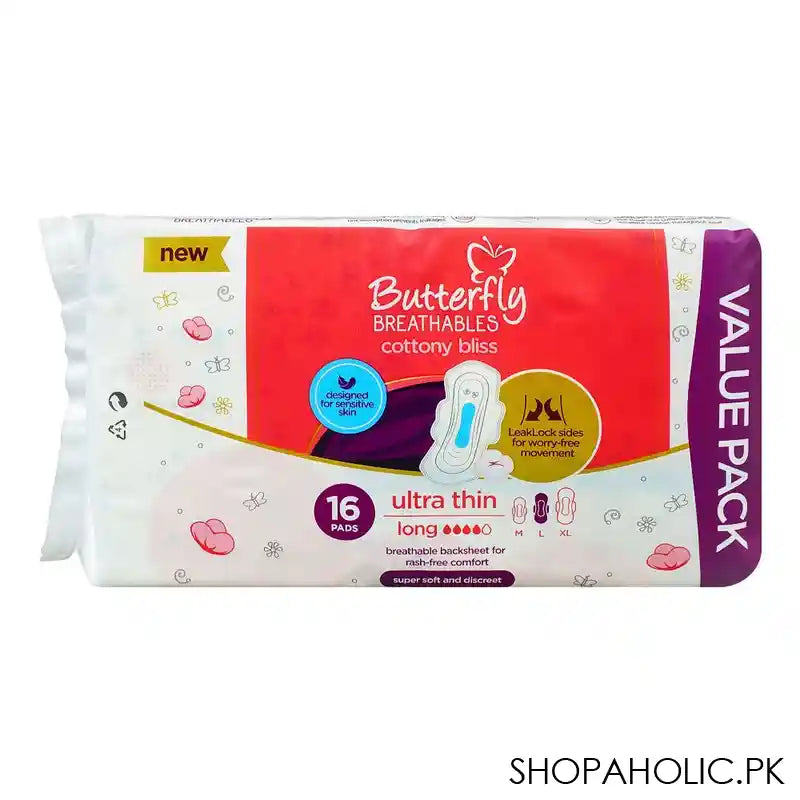 Butterfly Breathable Cottony Bliss Ultra Thin Long Pads Value Pack, 16-Pack - Image 6