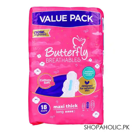 Butterfly Breathable Cottony Soft, Maxi Thick, Long 18-Pads, Value Pack - Image 5