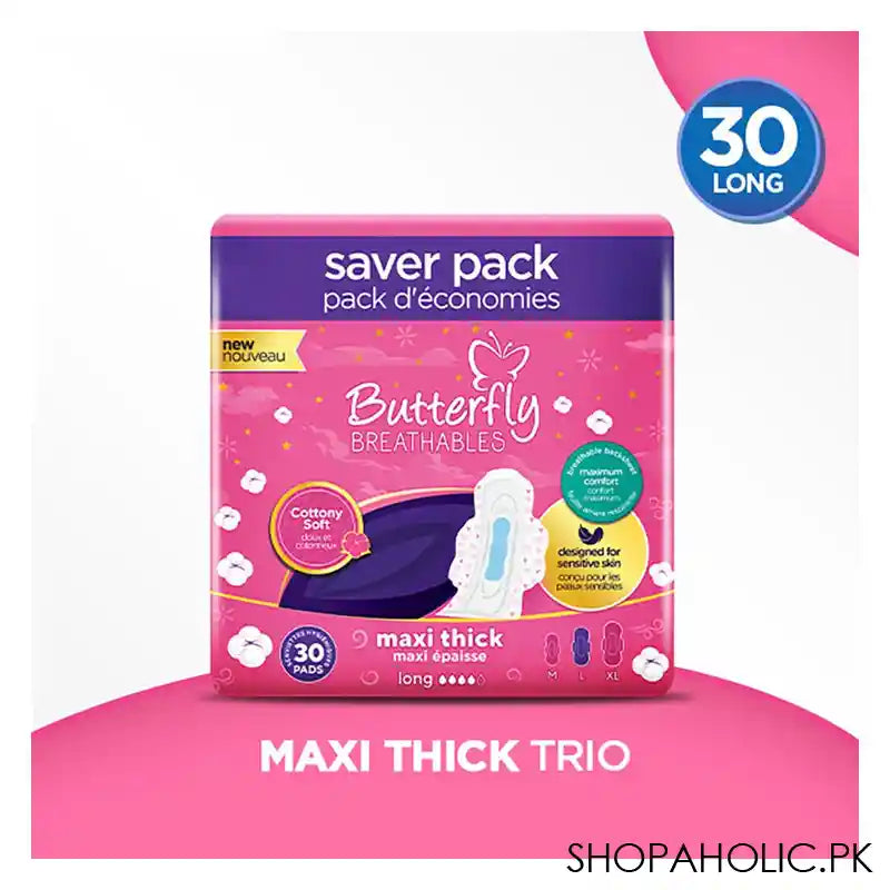 Butterfly Breathable Cottony Soft, Maxi Thick, Long 30-Pads, Saver Pack - Image 5