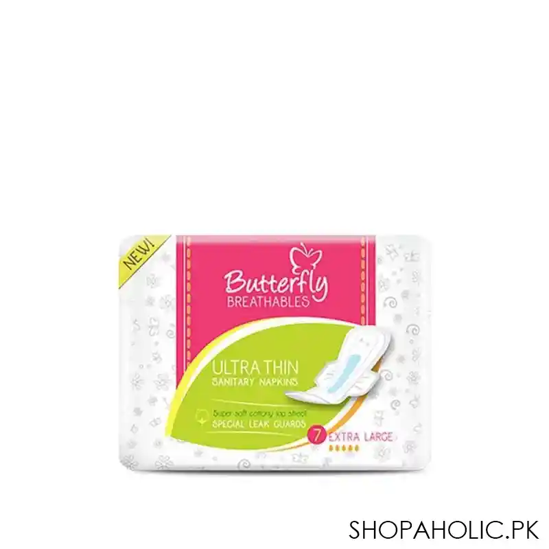 butterfly breathables ultra thin sanitary napkin, extra long, 7 pack main image