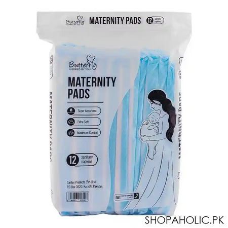 butterfly maternity pads sanitary napkins, 12 pack main image