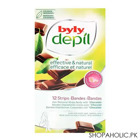 byly depil effective & natural chocolate hair removal body wax strips 12 pack main image