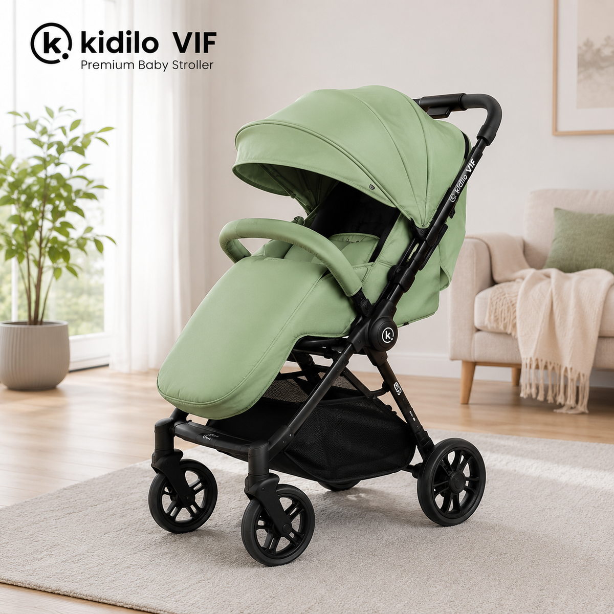 Premium Foldable Baby Stroller - Green