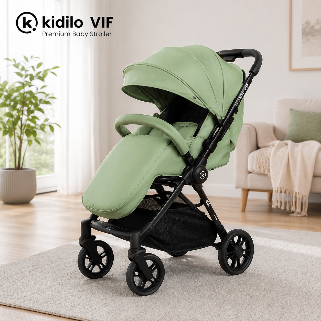 Premium Foldable Baby Stroller - Green