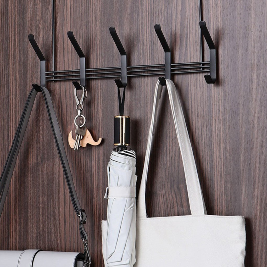 5-Hook Over-Door Hanger for Bedroom & Bathroom Clothes image 2
