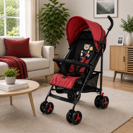 Joyous Multiposition Baby Stroller With Handle - Red