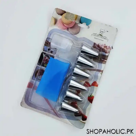 cake decorating icing bag with 6 nozzles main image