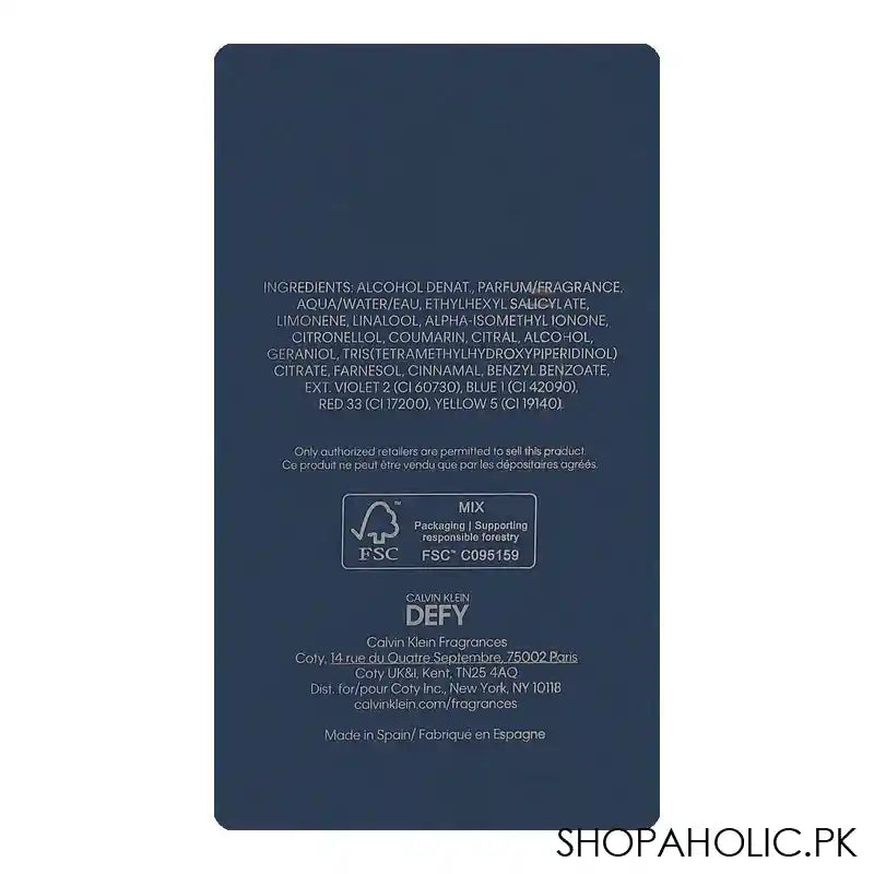Calvin Klein Defy Parfum, For Men, 100ml - Image 2