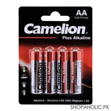 camelion plus alkaline aa batteries, 4 pack, lr6 bp4 main image