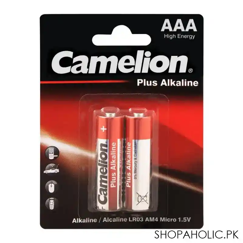 camelion plus alkaline aaa battery, 2 pack, lr03 bp2 main image