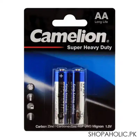camelion super heavy duty aa batteries, 2 pack, r6p bp2b main image