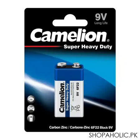 camelion super heavy duty long life 9v battery, single pack, 6f22 bp1b main image