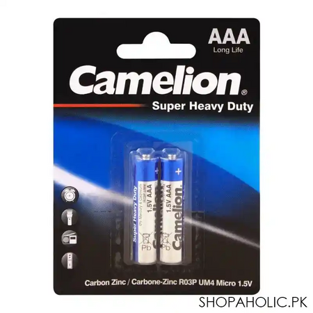 camelion super heavy duty long life aaa battery, 2 pack, r03p bp2b main image