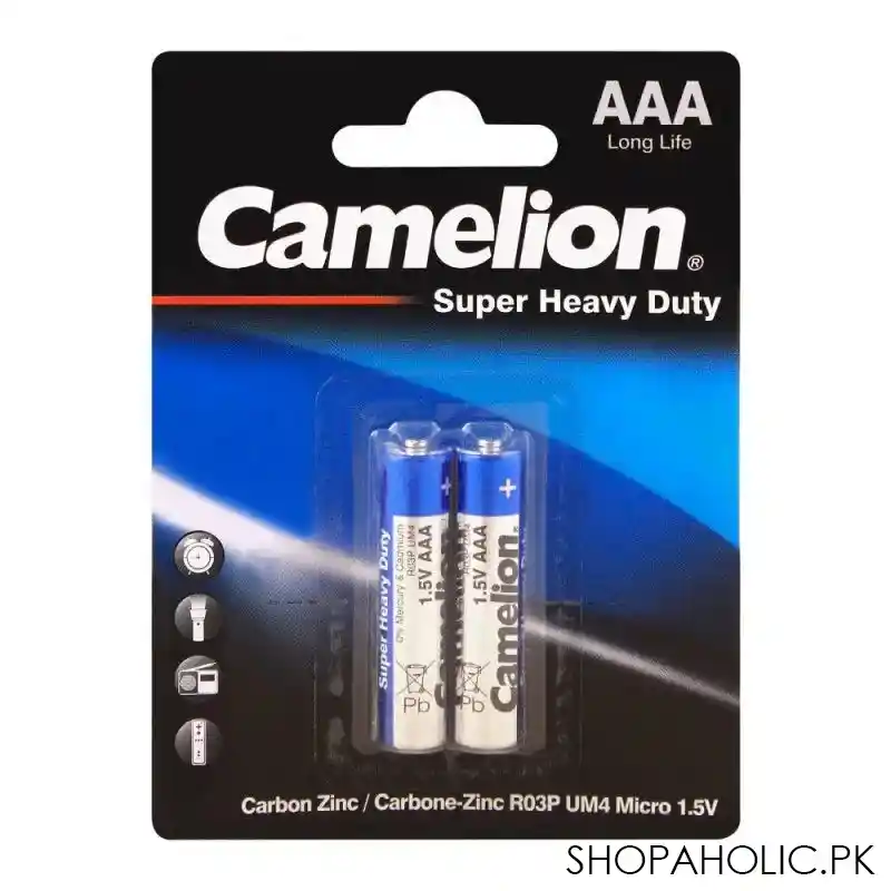 camelion super heavy duty long life aaa battery, 2 pack, r03p bp2b main image