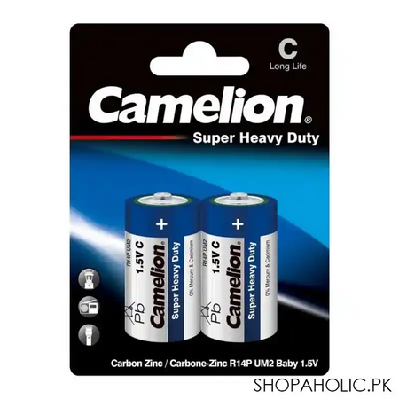 camelion super heavy duty long life c battery, 2 pack, r14p bp2b main image